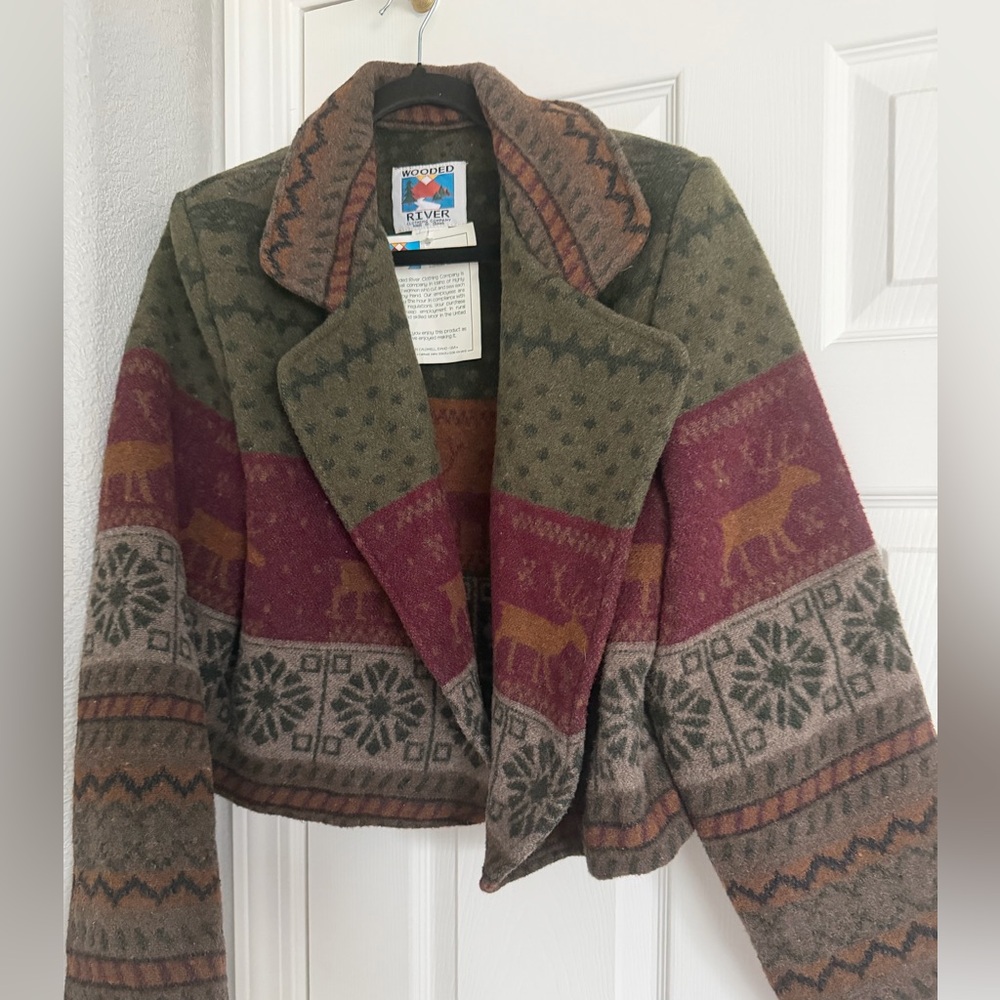 Multicolor Wool Jacket Wooded River Large